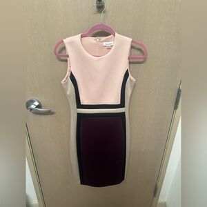 Calvin Klein Women's Midi Dress - Pink, Black, and Cream